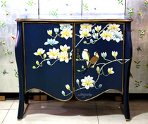 Hand-painted furniture painted furniture blue furniture Korean furniture pastoral furniture European furniture double door cabinet porch cabinet