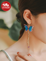 Phoenix Nirvana face thin earrings butterfly original hand-woven earrings tassel long 2021 New Tide