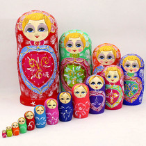 Popular toys educational childrens birthday gift crafts hand-painted Russian features imported nesting dolls 15 layers
