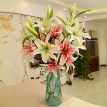 Fake flower decoration Perfume lily simulation bouquet Living room decoration flower arrangement Juan flower PU dried flower lily single branch