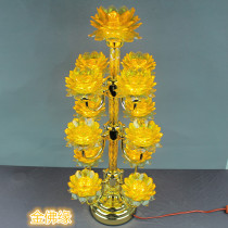Golden Buddha edge 13-product LED yellow light yellow flower crystal lotus lamp long light for Buddha lamp Buddha Hall lamp Buddha supplies