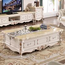 European coffee table TV cabinet combination set marble solid wood coffee table living room small apartment tea table simple special price