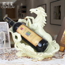 Ceramic horse red wine rack creative ornaments living room wine cabinet furnishings modern Zhaocai home decoration craft gifts