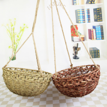 Rattan rattan flower pot round mouth straw woven flower basket hand-made flower pot indoor flower ornaments flower pot