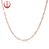 Yuanshengfu new rose gold fashion flash water ripples 18K gold necklace women AU750 color gold K red choker