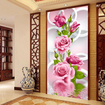 Printed cross stitch 2020 New Line embroidery living room flowers rich sweet rose vertical version of the porch embroidered hand