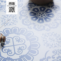 Blue Mediterranean minimalist tiles 300x300 blue and white porcelain floor tiles kitchen bathroom wall tiles balcony background wall