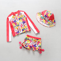 Foreign trade childrens swimsuit Girls baby baby long-sleeved split warm sunscreen beach surfing suit three-piece South Korea