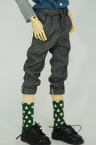 BJD Doll Clothes 1 4 Dark Gray Striped ankle-length pants Tide Pants