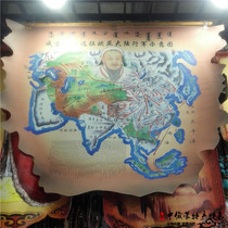 Genghis Khan Eurasia marching map Mongolian Empire painting characteristics crafts living room Mongolian painting