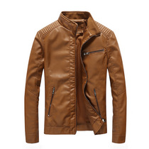Foreign mens new PU leather jacket and male washing