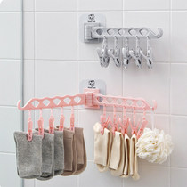 Bathroom balcony clothespin pants clip Multi-function rotatable folding wall mount drying clothes storage clip