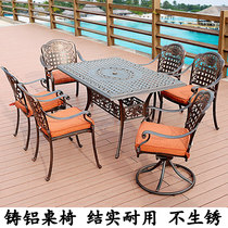 Aluminum alloy cast aluminum outdoor courtyard balcony garden square table and chair outdoor furniture parasol tea table leisure chair