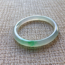 Natural A cargo Burmese ice floating green flower jade bracelet thin round Yang Green Imperial Concubine jade bracelet wide version bracelet