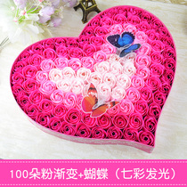  99 Tanabata lovers romantic birthday gifts girls creative soap flowers rose soap bouquet heart-shaped gift box