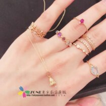 Japan AHKAH delicately patterned water drill bell 18K gold necklace suede leather CHOKER earrings