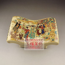 Enamel color lady figure porcelain pillow antique porcelain pillow hand pillow glaze color