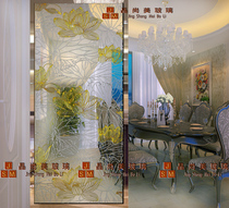 Transparent carved glass Crystal beauty art glass background wall partition entrance screen Jade leaf Jinhe