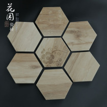 Toilet tile balcony floor tile restaurant non-slip wood grain hexagonal brick antique brick imitation solid wood hexagonal brick all porcelain