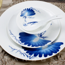 High-end Dining Room Bone Porcelain Bowl Tray Suit Hotel Chinese Style Bag Cutlery Tableware Hotel Swing Table Ceramic Clubhouse With a pendulum tray