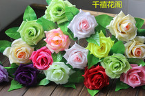 Single rose simulation rose flower artificial flower artificial flower decoration flower living room balcony bouquet Flower Branch