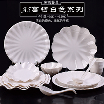 A5 round melamine tableware bone plate Melamine white dish Plastic disc shallow plate Fast food buffet plate plate