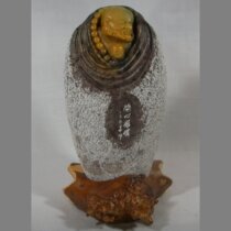 Happy Rohan Natural Green Fields Stone Sculpture eighteen Pendulum Pieces Zhou Village Dragon Egg Pure Craft Genuine Products Buddhist Figure Flower Birds