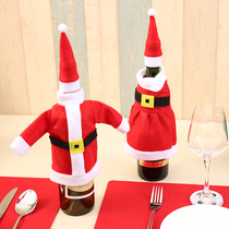 Christmas home items Christmas red wine bottle set Christmas bottle decoration dress dress two table dress