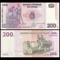 Brand new UNC Democracy Congo 200 francs foreign currency notes