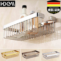 Heidemann all copper gold storage basket Rectangular mesh basket bathroom single double shelf European bathroom corner rack