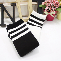 Childrens high-tube cotton socks boys and girls over the knee breathable mid-line socks baby dress performance White black socks