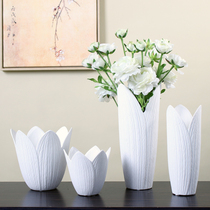 High-grade European white ceramic creative vase flower vase Modern home living room bedroom desktop decoration flower insert