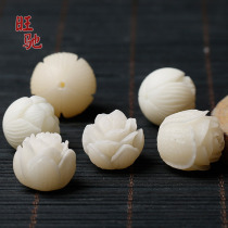 Wangchi factory directly for handmade carved lotus White Jade Bodhi root bracelet Lotus carved bead