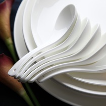 Ceramic soup spoon spoon Dessert spoon spoon seasoning spoon High-grade two-needle spoon Pure white bone china simple tableware accessories