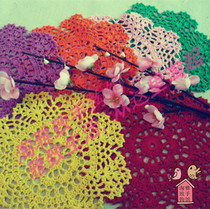 Pure handmade crochet decorative hook flower piece Vintage nostalgic cotton Lace hollow woven round plate pad Table pad coaster