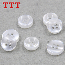  TTT Round White Button Sub Transparent Resin Bowl Type Four Eyes Mens Shirt Open Weaselwear Button