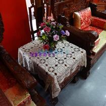 Handmade crochet hook flower sofa towel Pure cotton woven hollow towel Fabric tablecloth universal decorative cover towel Beige cloth