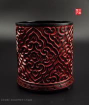 Yanjing eight must gifts non-legacy old goods natural lacquer lacquerware rhinoceros pure hand-carved lacquer ethnic old pen holder ornaments
