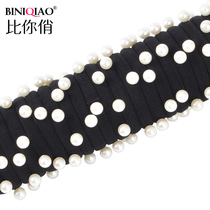 50 sets of imitation pearl head rope Korean tie hair accessories hair rope Hairband hipster headdress black rubber band