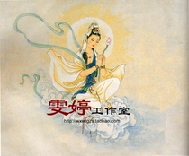 Meticulous painting of the fairy figure White drawing draft of the flower and bird painting Chinese painting to send the Lotus Guanyin