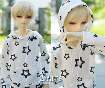 ◆Bears◆BJD baby clothes A097 white black star pullover hooded T-shirt 1 41 3 uncle