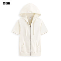 Short sleeve sweater women 2021 summer new cotton sports leisure loose hooded zipper cardigan solid color coat