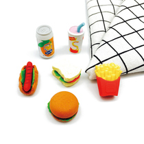 Japan IWAKO Iwazawa fun eraser simulation modeling fast food restaurant burger fries drink simulation set Cartoon modeling eraser baby gift Childrens gift gift stationery