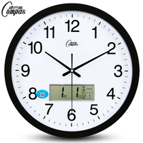 Kangbas 16 inch wall clock living room bedroom office clock ultra-quiet calendar perpetual calendar quartz wall clock temperature