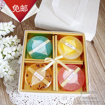 Thai Handmade Soap Essential Oil Handwashing Cleansing Soap Round 4 Set Teachers Day Gift Box Wedding Gift