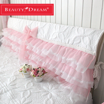  Fabric dust-proof protection Korean princess style soft bag European bedside cover bedside cover Lace cotton wood bed plus cotton