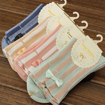 Special Price Han Style Striped Bow Tie Lady Cotton Socks Short Socks Sweet Cotton Socks Combed Cotton Socks