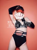 TT nightclub bar singer djds dance team gogo black bra shorts letter suit performance suit