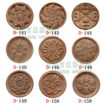 European wood carving applique solid wood door heart flower round European carved flower decorative flower piece round flower disc patch