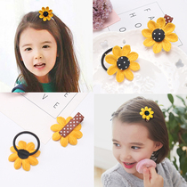 Childrens hairpin headdress Little girl sunflower flower hairpin girl tie hair rubber band does not hurt hair Baby hair ring